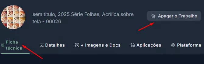 Imagem da Ficha Detalhada ou da área de Rascunhos/Revisão, destacando o botão/link "Apagar o Trabalho"