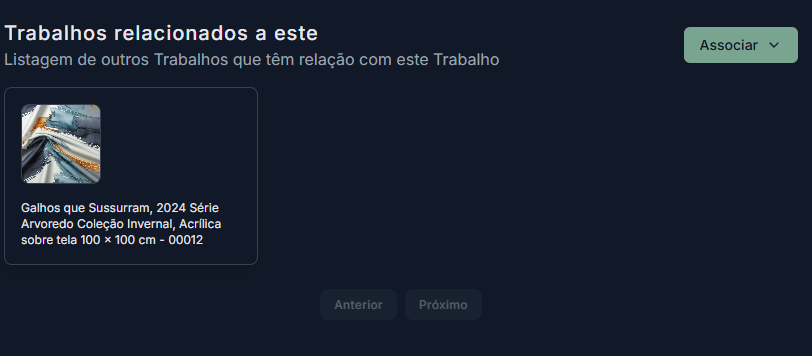 Imagem da seção "Trabalhos Relacionados a Este", mostrando um exemplo ou o botão "Associar"