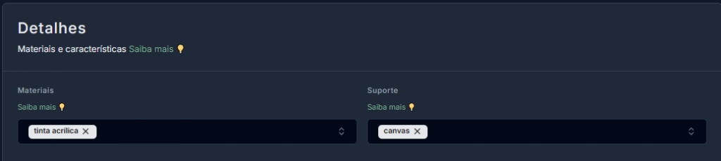 Campo 'Suporte' destacado na Aba Detalhes da Ficha Detalhada na Plataforma do Acervo Vivo